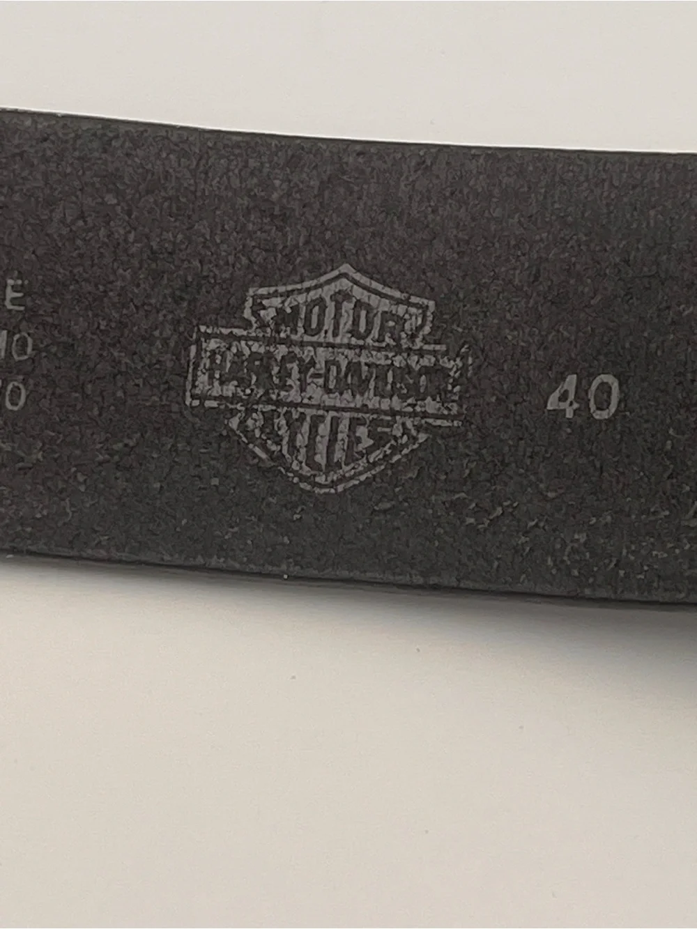Harley-Davidson Black Leather Belt 1.5 W Size 40 Brushed Metal Logo Buckle 3